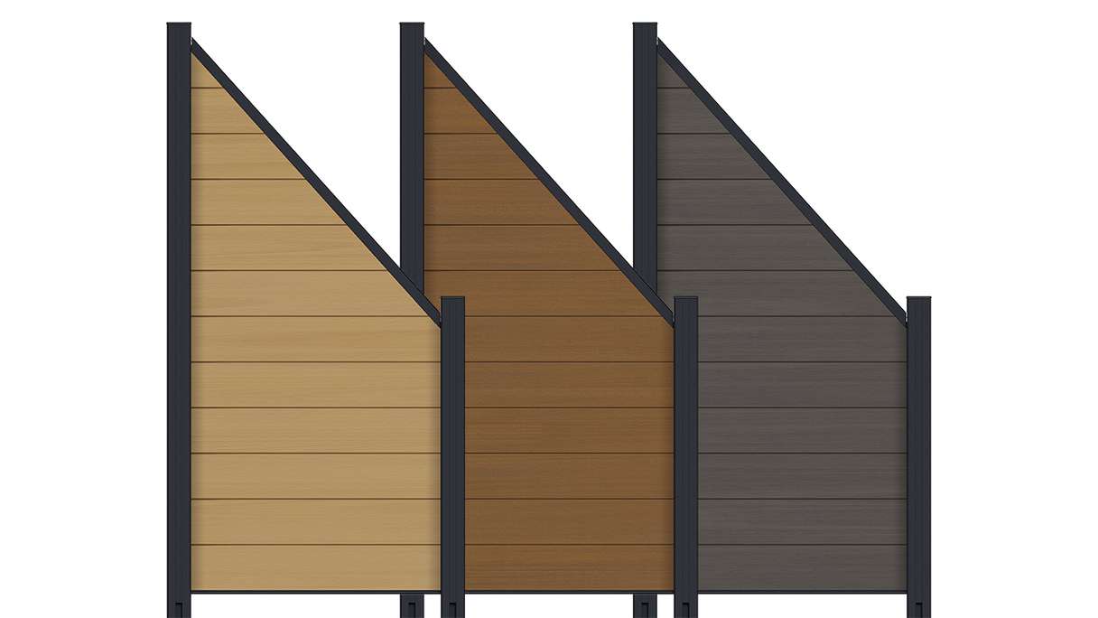 planeo INFINITY – WPC CoEx slotted fence, bevelled 180 – 90 x 90 cm