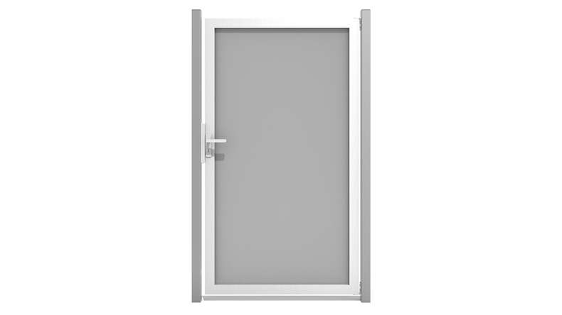 planeo Gardence Resistant - HPL privacy screen door uni grey | with EV1 silver aluminium frame