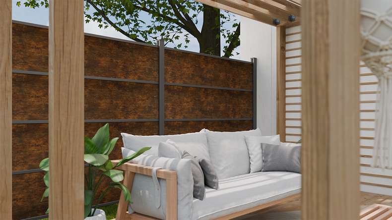 planeo Gardence Resistant - HPL plug-in fence rust-look 180 x 183 cm