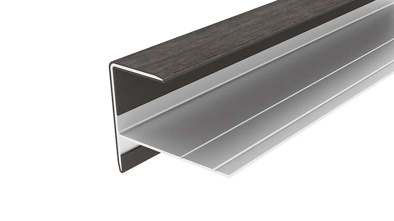 planeo LINEA – Aluminium CoEx end profile, dark grey, 3000 x 74 x 61 mm