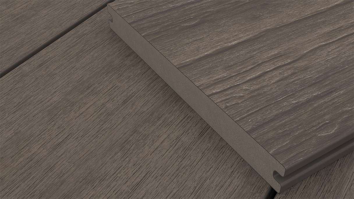 planeo MAXLine Antique - WPC CoEx coated XL decking solid - dark brown 3m rustic textured/smooth brushed