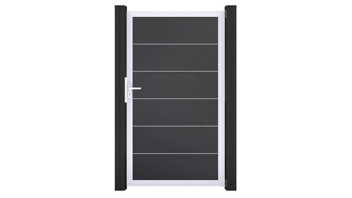 planeo Gardence Simply Premium - PVC universal door anthracite with aluminium frame in silver | EV1 100 x 180 cm