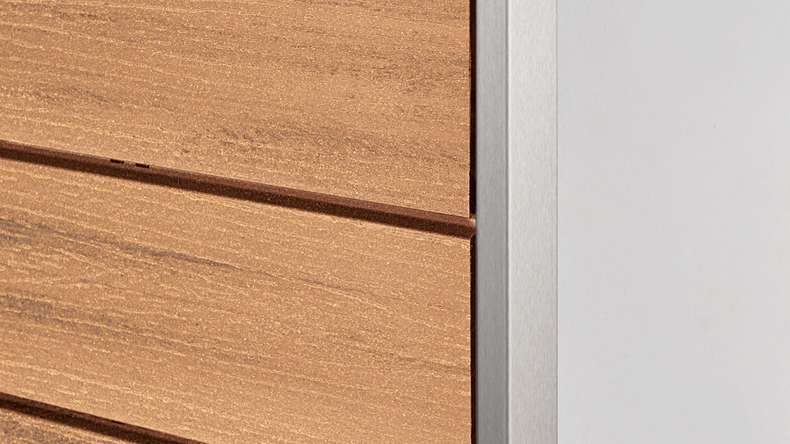 planeo Fassado - WPC rhombus strip facade cladding oak brown