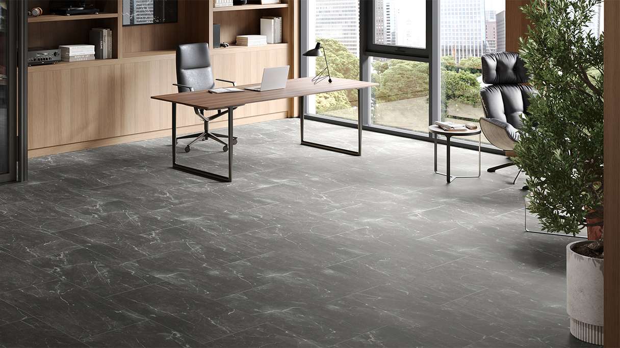 planeo Rigid click vinyl - Stone Botticino Dark Matt | Impact sound insulation integrated (100P2909MT)