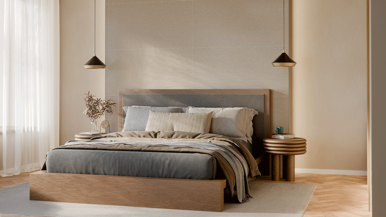 planeo SPC wall panelling – CeraRock Tile Stripes Tweed Sand XL 280 x 117.5 cm