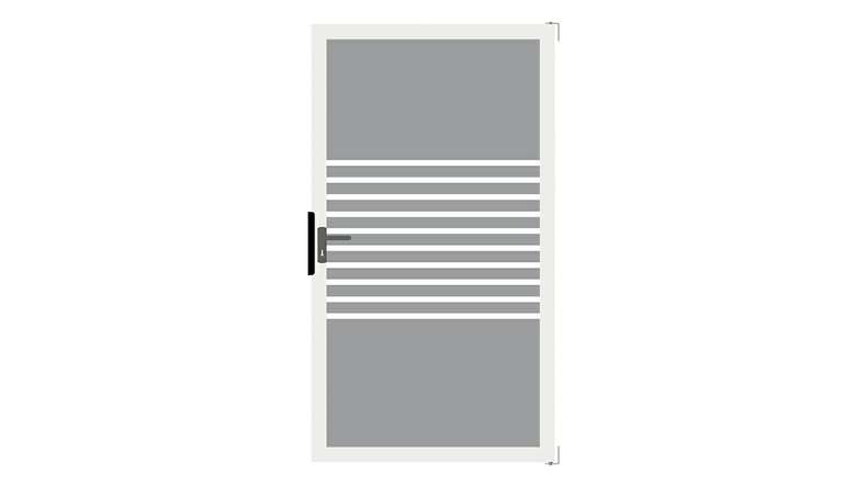 planeo Ambiente - glass privacy gate DIN left strip with anthracite aluminium frame 100 x 180 cm