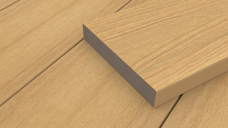 planeo UNIDeck – WPC CoEx-coated decking board, Sand, 3 m – textured/smooth brushed