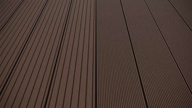 planeo LineWood WPC Solid decking board - Dark brown 3m grooved/grooved