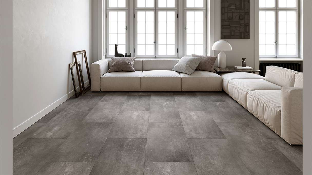 planeo Rigid click vinyl - Lunitra IXPE XL tile ultra matt | integrated footfall sound insulation (MF-1011-IXPE)