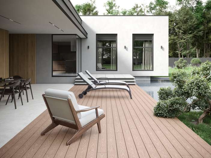planeo TitanWood - solid plank 4m brown-grey antique aged/brushed