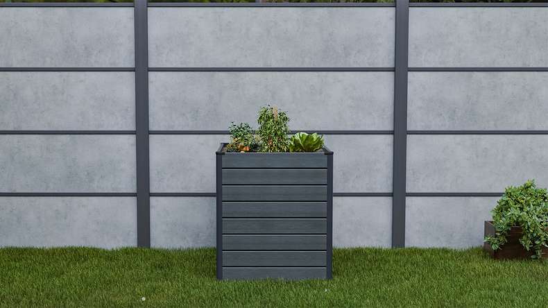 planeo BPC-Rhombus raised bed Cube - Stone grey co-ex. 70 x 70 x 79 cm