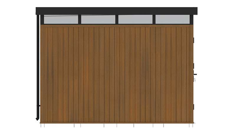 planeo WPC CoEx Flat-Roof Garden Shed L – Burma Teak 300 x 292 x 226.5 cm