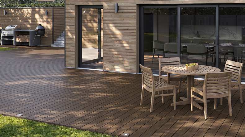 planeo AntikWood WPC decking complete set solid planks - brown antique aged