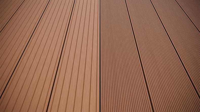 planeo LightWood WPC decking board hollow chamber - Light brown 3m fine grooved/grooved