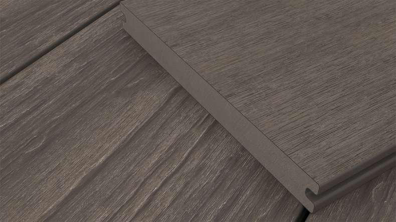 planeo MAXLine Antique - WPC CoEx coated XL decking solid - dark brown 3m rustic textured/smooth brushed