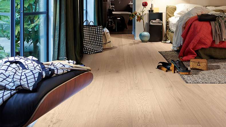 MEISTER Lindura wood flooring HD 400 - 08937 Oak vivid cream white ultra matt lacquered 2200 x 205 x 11 mm (500214-2200205-08937)
