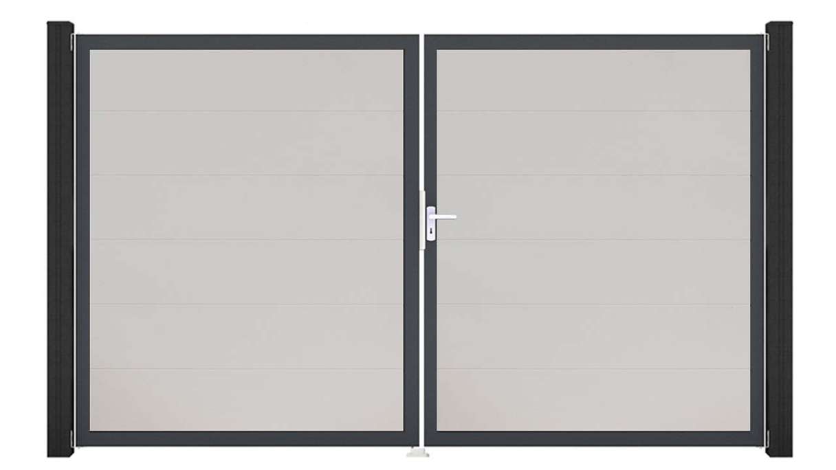 planeo Gardence Simply – 2-leaf white PVC gate with aluminium frame