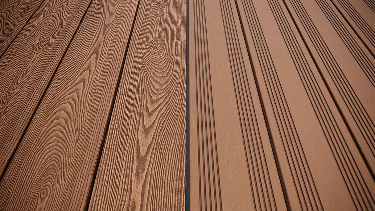 planeo SolidWood WPC decking board solid - Light brown 3m french/structured