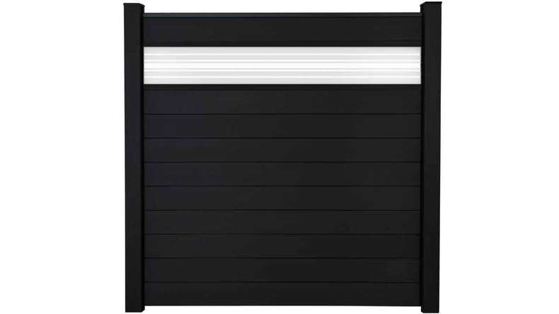 planeo Solid - Garden Fence Design Panel Glass30 Black co-ex