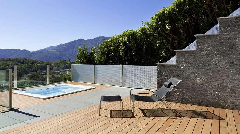 TerraWood wooden decking - Douglas fir Canadian - grooved / grooved