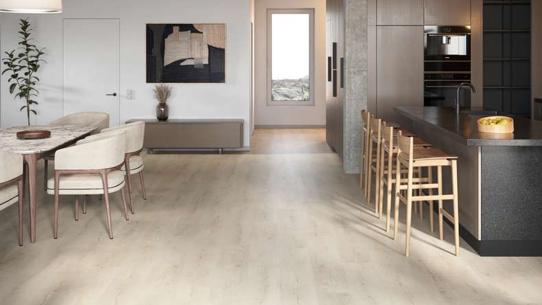planeo Rigid Click Vinyl - SolutionX 2in1 Oak Cream White | Impact sound insulation integrated (ECF-0074)