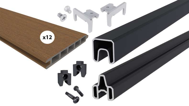 planeo INFINITY - WPC CoEx plug-in fence Burma Teak 176 x 183 cm