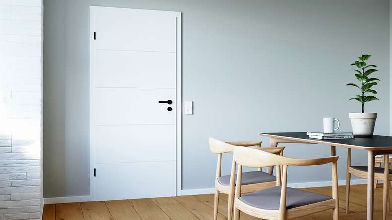 planeo design interior door PUREA Vivo 5 white lacquer 9003 design edge | lacquered - 1985 x 610|735|860|985 mm