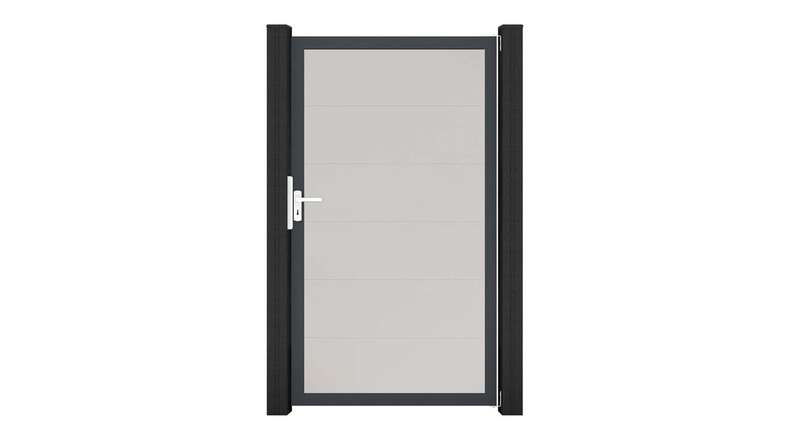 planeo Gardence Simply – White PVC Universal Gate with Aluminium Frame, 100 x 180 cm