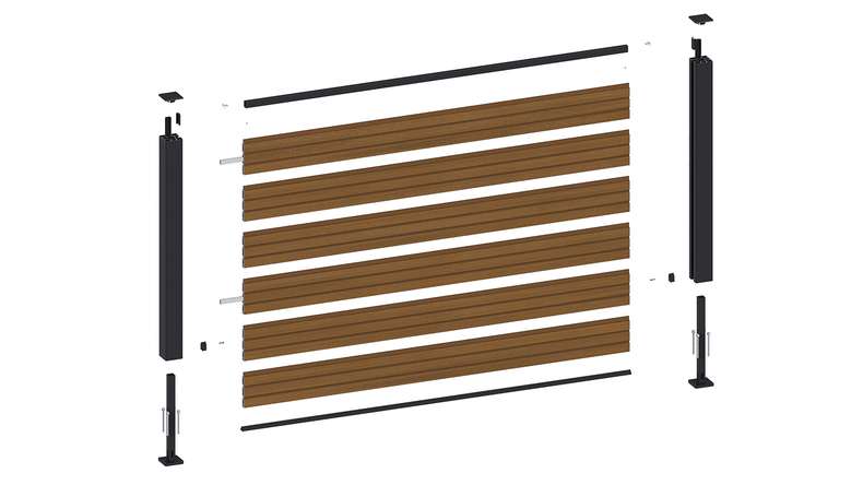planeo LINEA - WPC CoEx Rhombus Front Garden Plug-in Fence, Burma Teak, 180 x 90 cm
