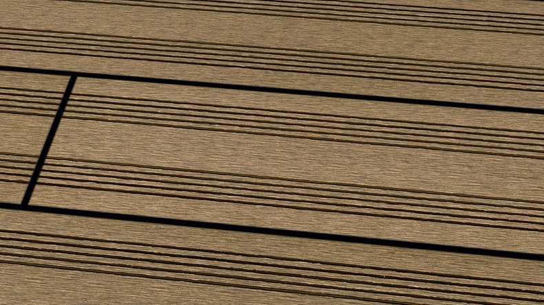 Planeo SolidWood WPC decking board – Earth Brown, 3m French-style / 3D texture