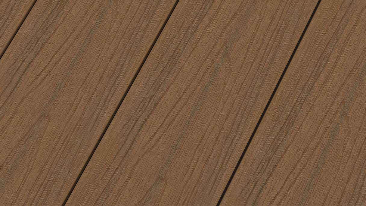 planeo MAXLine Nature - WPC CoEx wrapped XL decking board hollow chamber - Burma teak 3m textured/smooth brushed