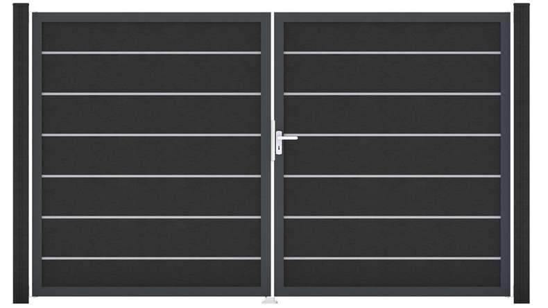 planeo Gardence Premium BPC door - DIN right 2-leaf anthracite grey with anthracite aluminium frame