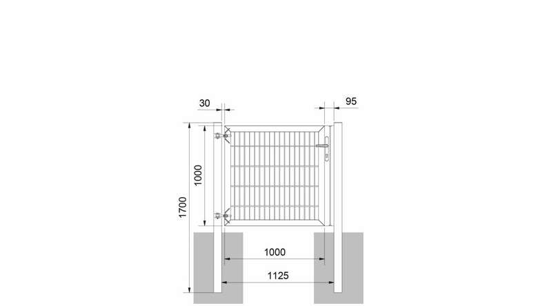 Universal door heavy 1-leaf moss green H 1000 x W 1125 mm incl. gateposts