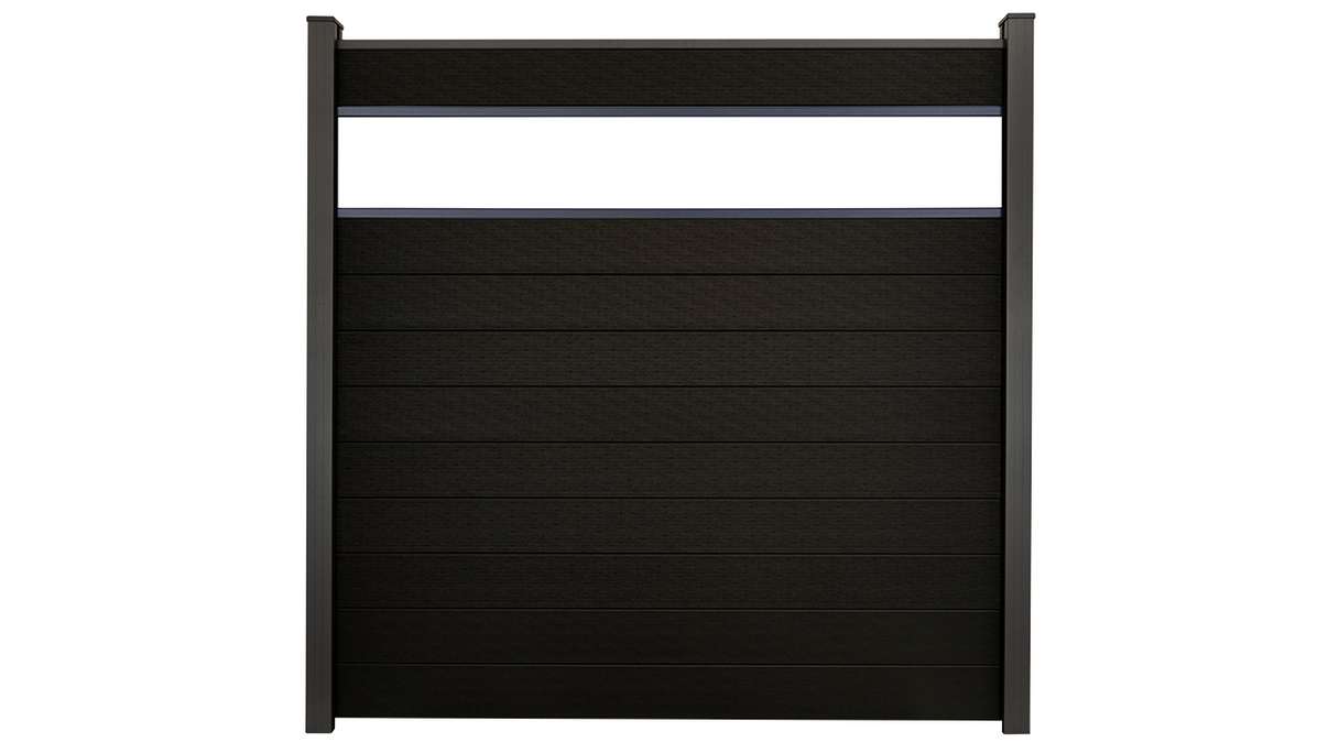 planeo Gardence Strong - BPC plug-in fence Glass Satin Black co-ex 180 x 180 cm