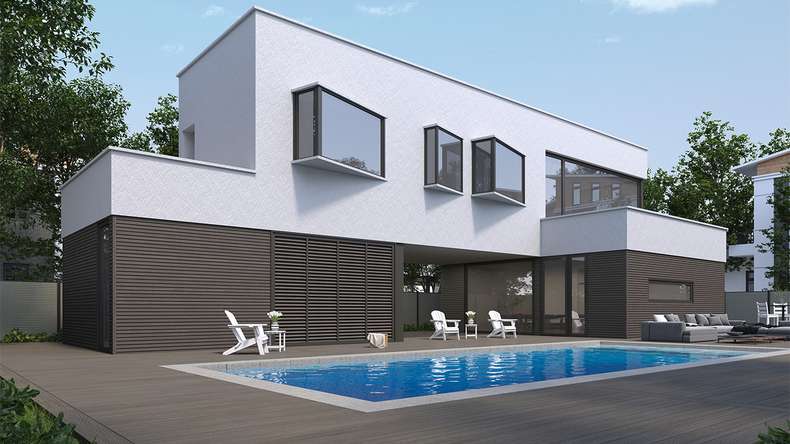 planeo LINEA Slim – WPC CoEx cladding, dark grey, 2900 x 215 mm