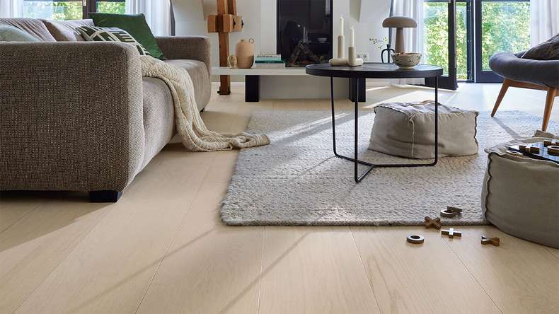 MEISTER Lindura wood flooring HD 400 - 20229 Oak natural pearl white ultra matt lacquered 2200 x 270 x 11 mm (500214-2200270-20229)