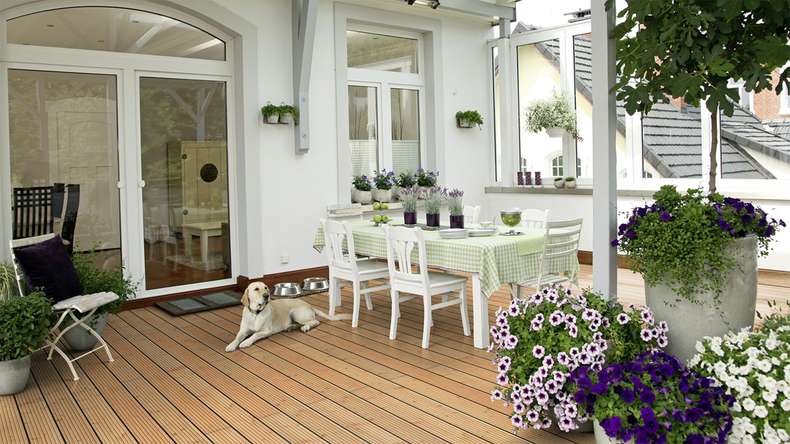 TerraWood wooden decking - Douglas fir Canadian - grooved / grooved