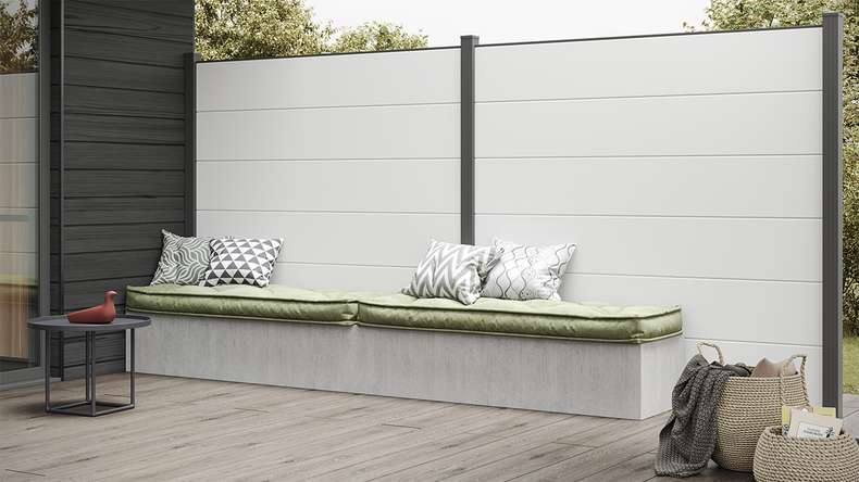 planeo Basic - PVC Plug-in Fence Square White 180 x 180 cm