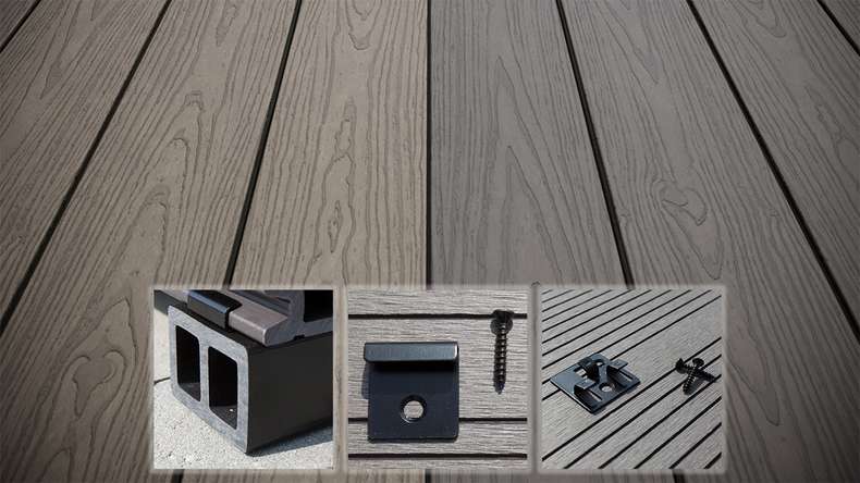 planeo CoEXWood WPC decking complete set solid planks - anthracite grey/grey-grey textured