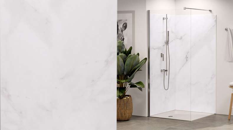 planeo Wallboard - Marble Grey-White Matt - 205 x 100 cm