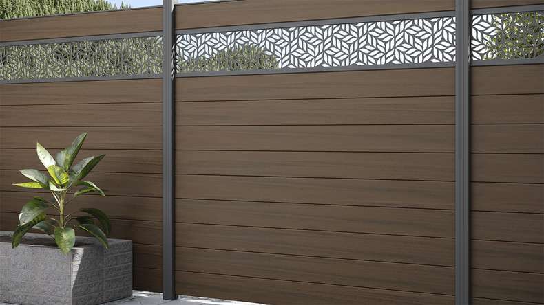planeo Solid - Garden Fence Square Walnut co-ex