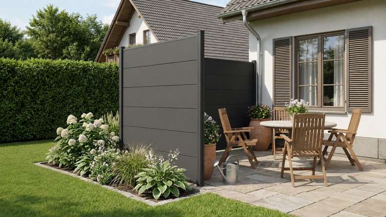 planeo Basic - PVC Plug-in Fence Square Anthracite Grey 180 x 180 cm