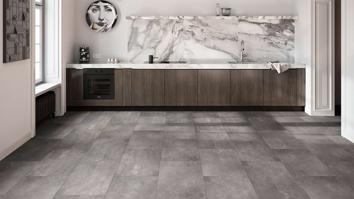 planeo Rigid click vinyl - Lunitra IXPE XL tile ultra matt | integrated footfall sound insulation (MF-1011-IXPE)