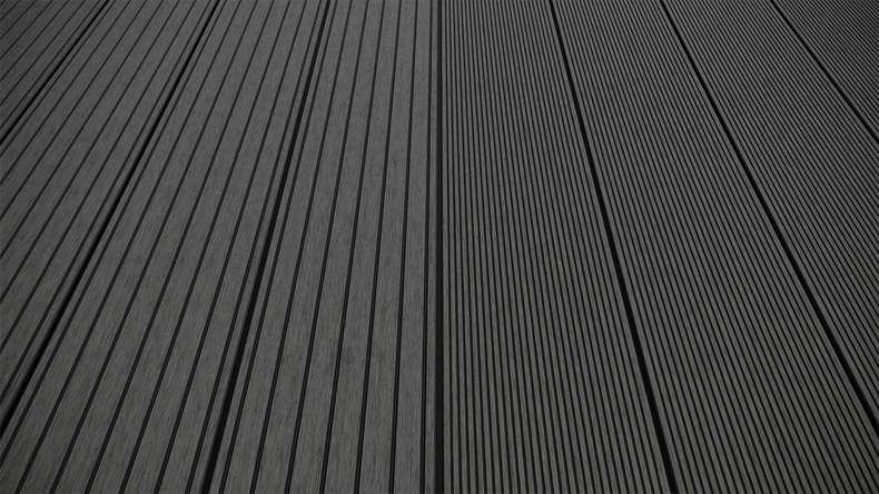 planeo LineWood WPC decking board solid - dark grey 3m grooved/grooved