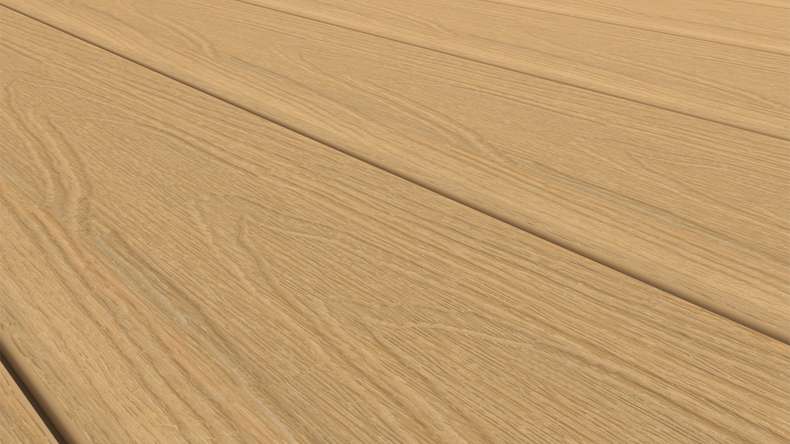 planeo MAXLine Nature - WPC CoEx coated XL decking board hollow chamber - sand 3m textured/smooth brushed