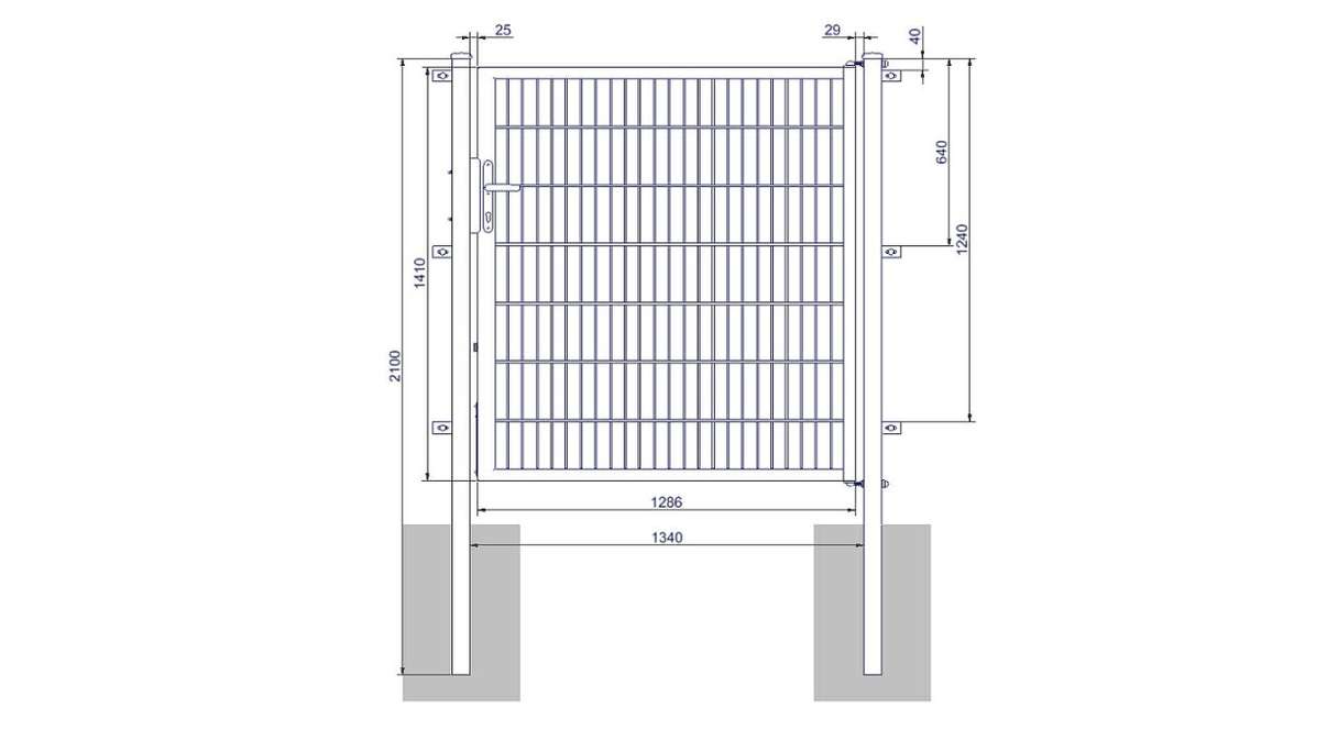 Universal door medium 1-leaf moss green H 1400 x W 1340 mm incl. gateposts