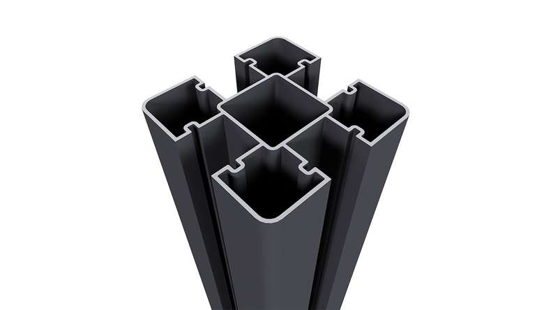 planeo aluminium post for dowelling – black, 8 x 8 x 100 cm, including post cap