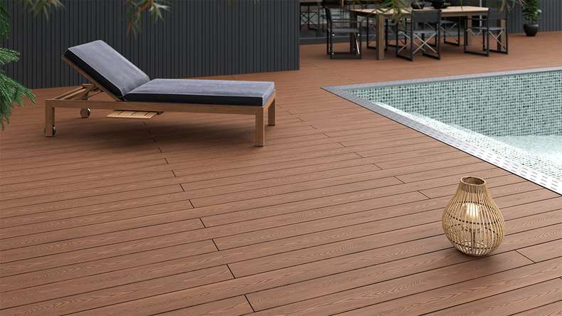 planeo SolidWood WPC decking complete set solid plank - light brown French/textured