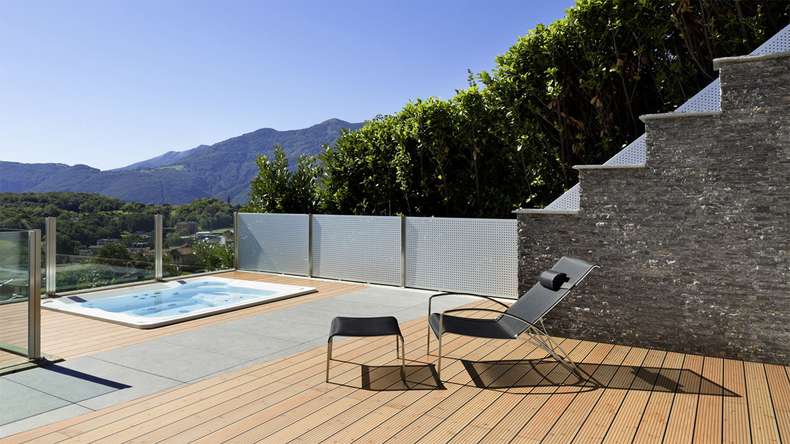TerraWood wooden decking - Douglas fir Canadian - grooved / grooved