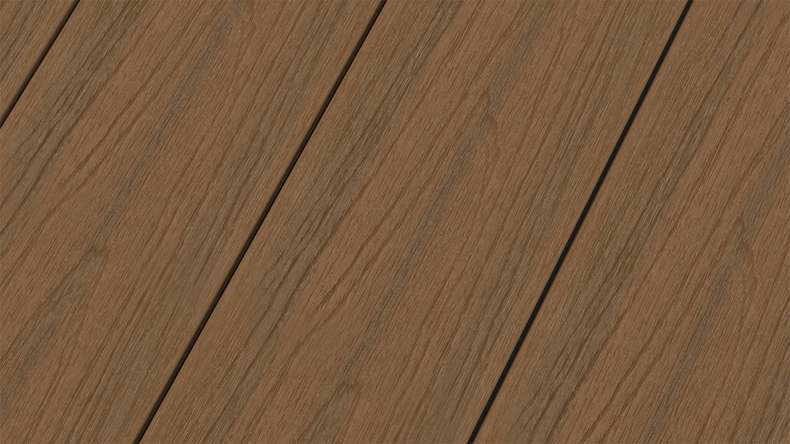 planeo MAXLine Nature - WPC CoEx wrapped XL decking board hollow chamber - Burma teak 3m textured/smooth brushed